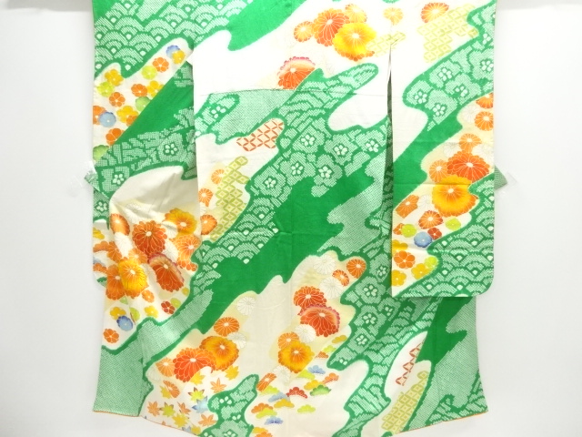 アンティーク　絞り菊模様刺繍振袖